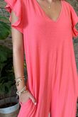 Made in Italy Bay Slub Mamma Mia Frill Jumpsuit Watermelon